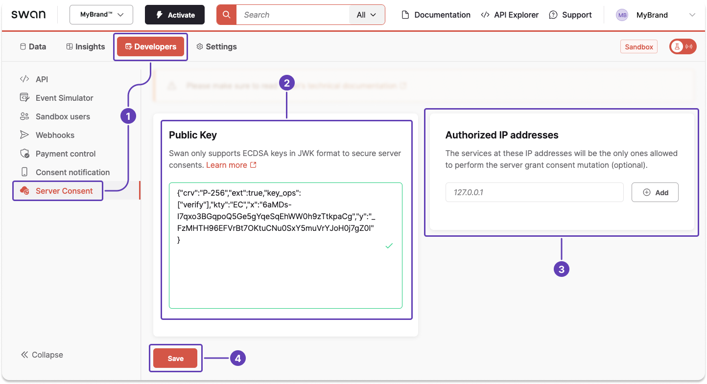 Image of Dashboard server consent install page