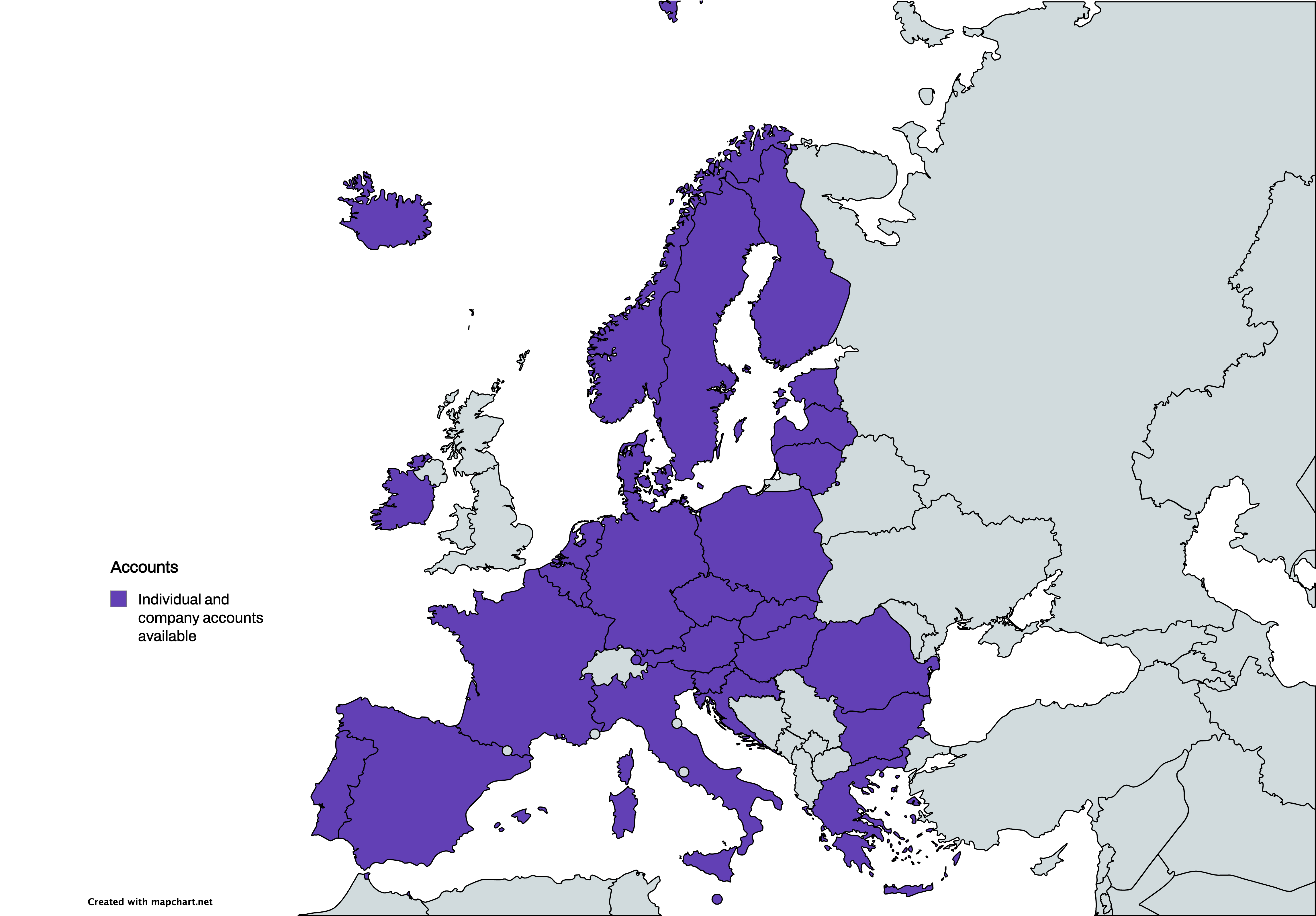 Map of Swan coverage for individual and company accounts