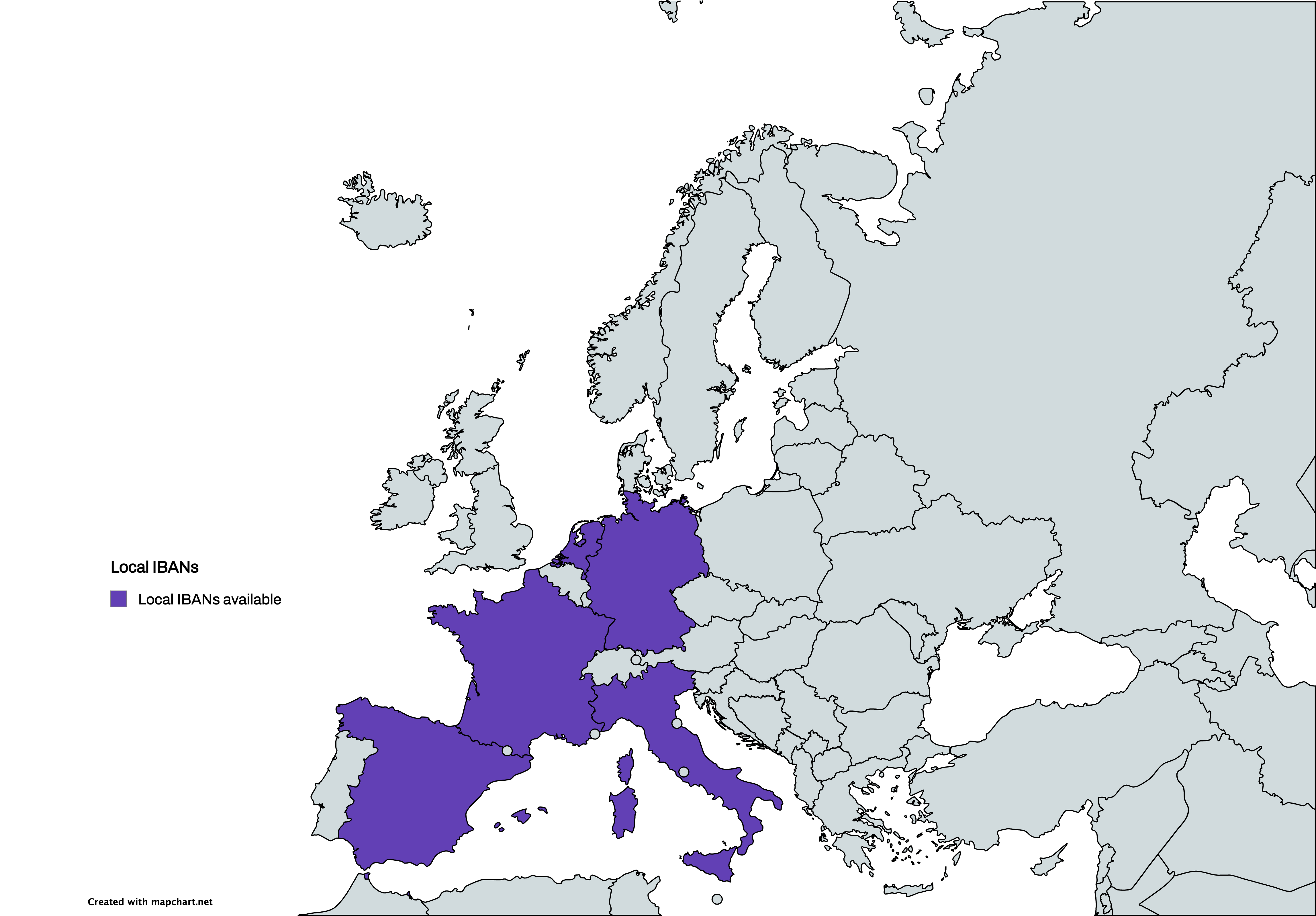 Map of Swan coverage for IBANs