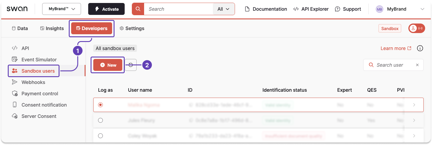 Image of Event Simulator SEPA Credit Transfers section