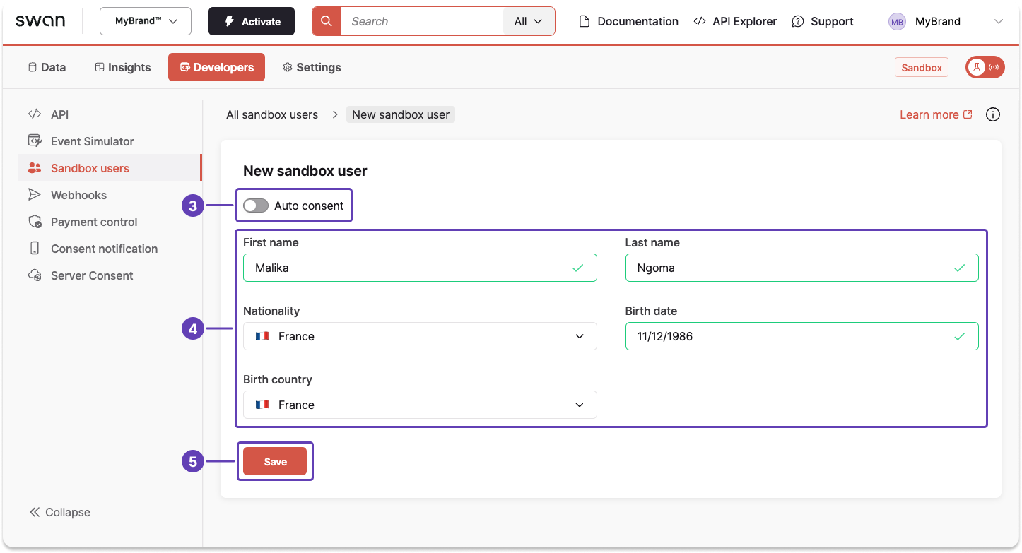 Image of Event Simulator SEPA Credit Transfers section